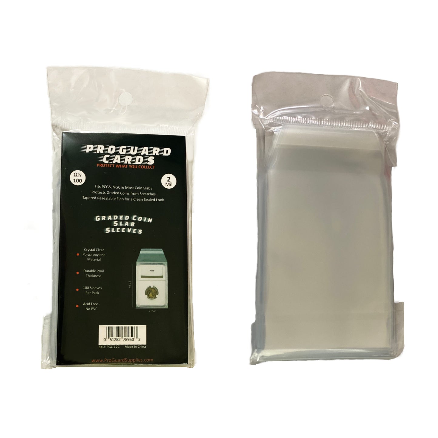 Graded Coin Slab Sleeves Resealable Tapered Flap 2Mil Thickness
