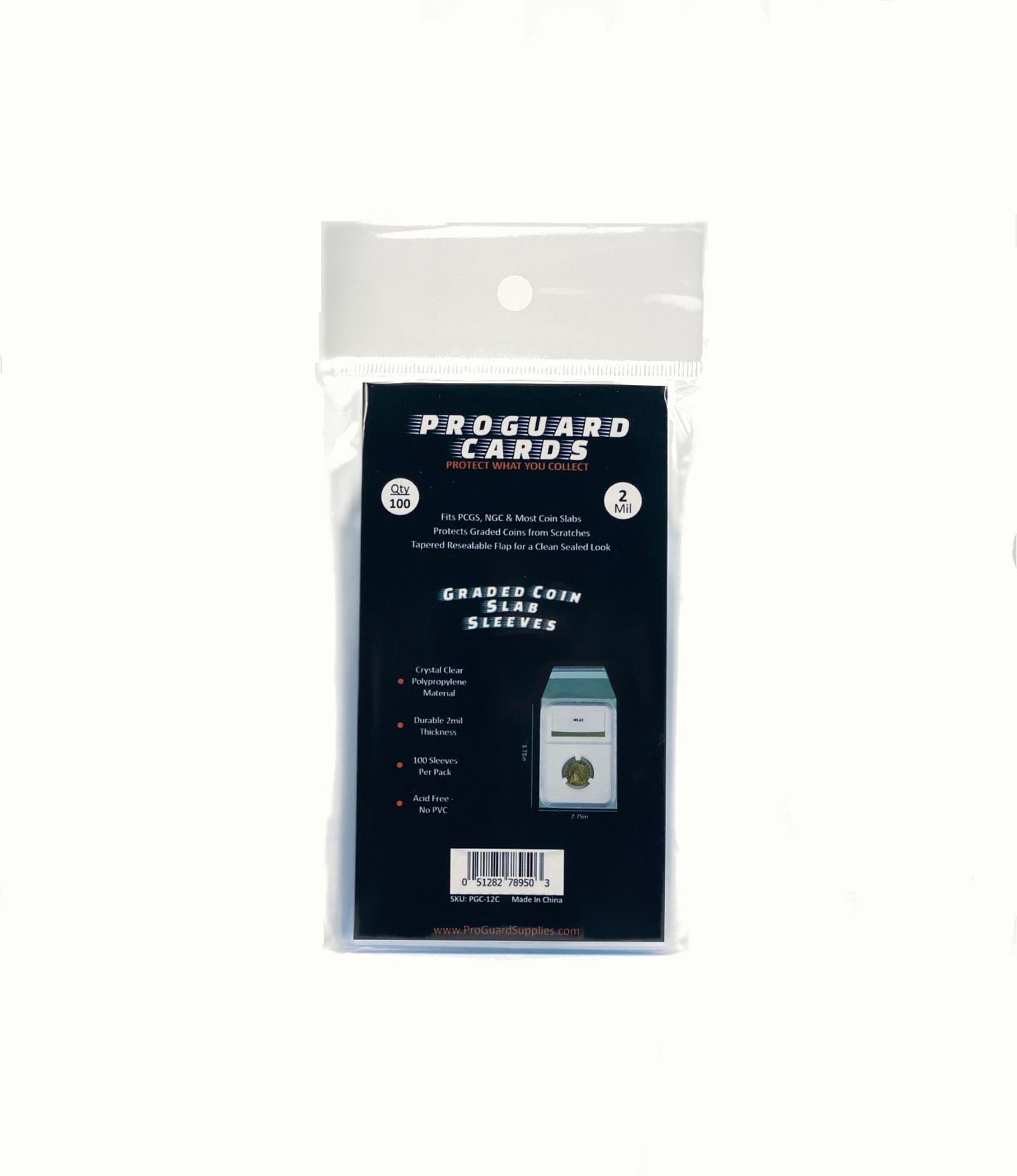 Graded Coin Slab Sleeves Resealable Tapered Flap 2Mil Thickness