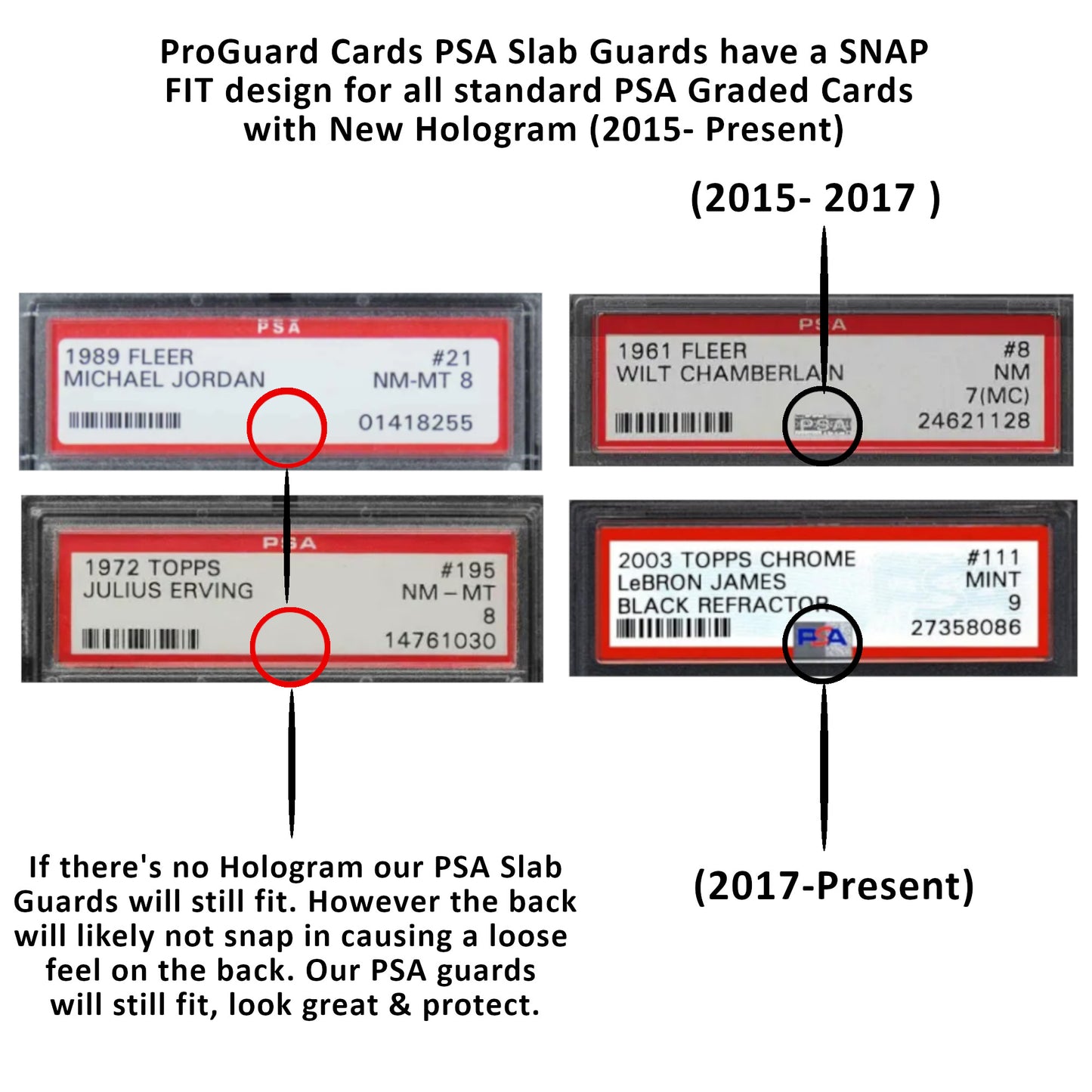 10pk PSA Slab Guards for Standard Graded PSA Slabs 12 Colors - Exact Fit, Matte Finish