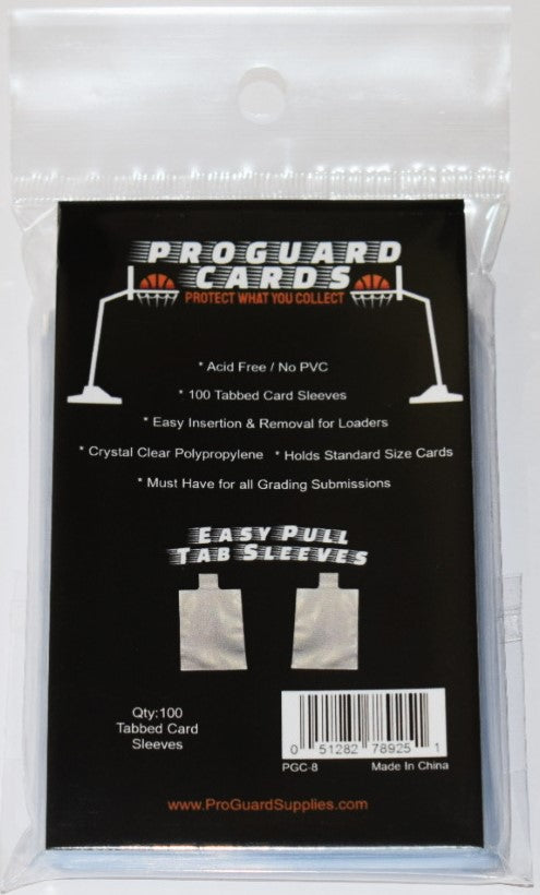 100 Tabbed Card Sleeves Easy Pull for Top Loaders & Semi Rigid Holders