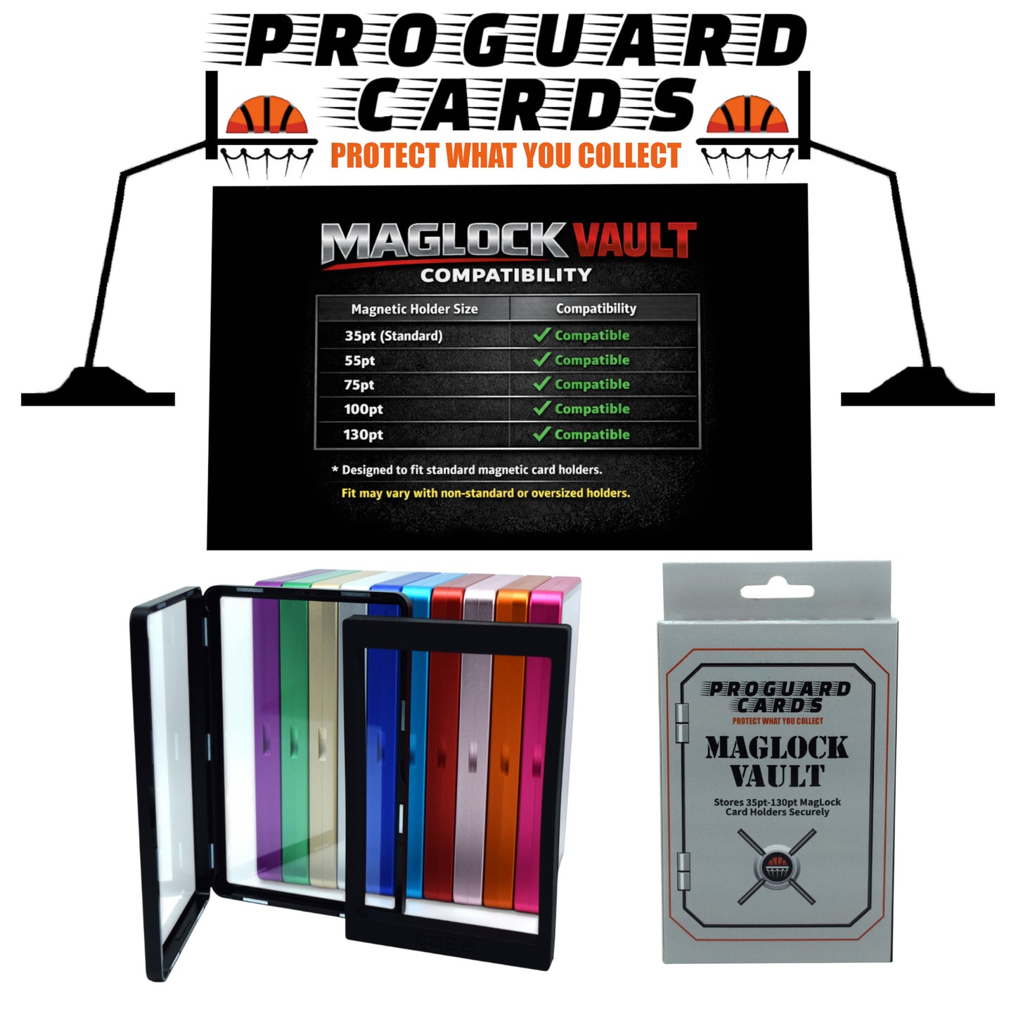 MagLock Vault Case Stores 35pt - 130pt Magnetic card holders securely