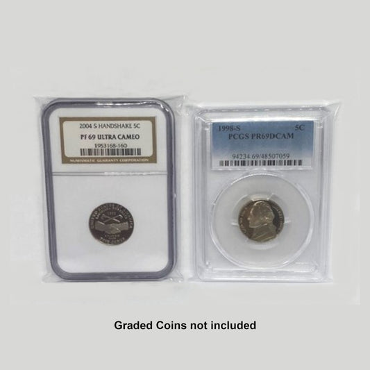 Graded Coin Slab Sleeves Resealable Tapered Flap 2Mil Thickness